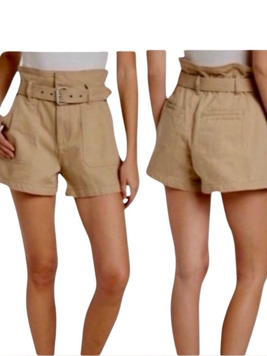 Blank NYC Pants - NWT BLANKNYC Paper Bag Belted High Waist Shorts Close Call Tan Cotton Canvas